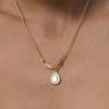 Exquisite Waterdrop Zircon Pendant Necklace PVD 18K Gold Plated Stainless Steel Round Bead Chain Neckalces Party Fashion Jewelry