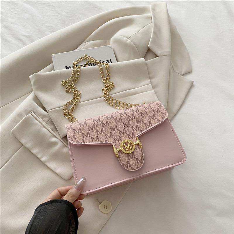 Mode Bedruckte Schultertasche Damen Trend Kette Vielseitige Klappe Lässig Textur Retro Messenger Bag