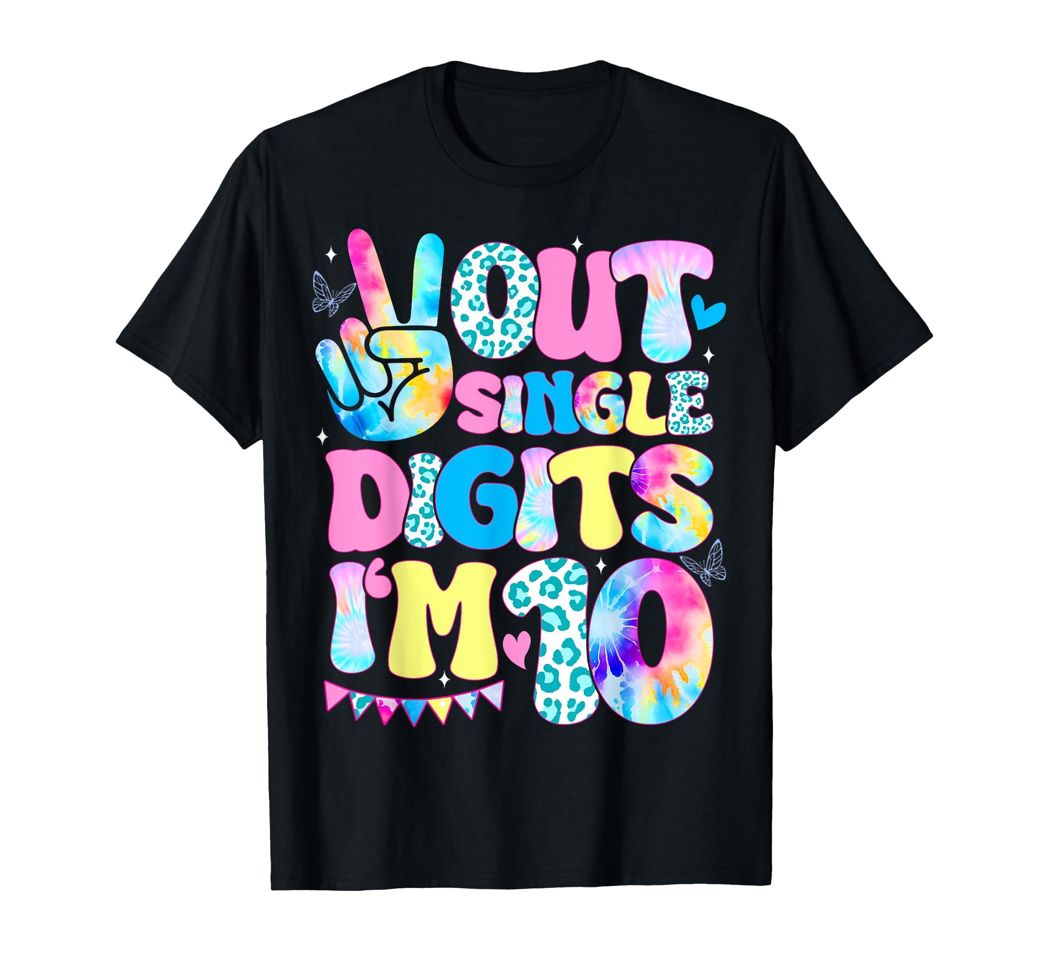 

Peace Out 1 Digit 10 Years Old 10th Birthday Groovy I m T-Shirt чорний