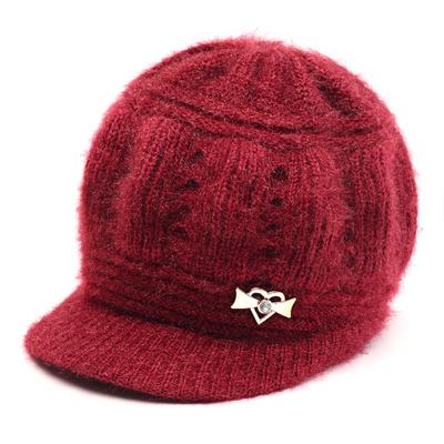Winter Knitted Hat Women's Outdoor Cold Protection Ear Protection Fleece Warm Old Lady Wool Hat