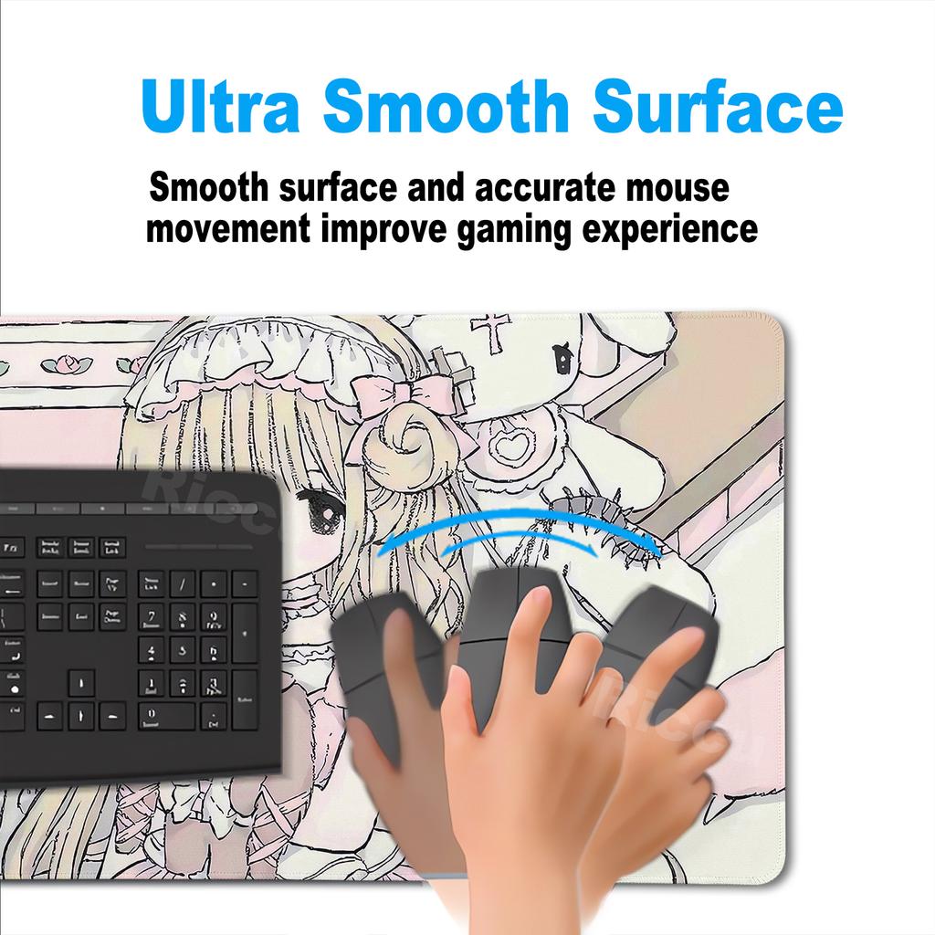 Anime Roztomilé Andělské Dívky Podložka pod Myš Herní Rozšířená Podložka na Stůl pro Notebook PC Kawaii Herní Skříňka Podložka pod Myš XXL Koberec pod Klávesnici Růžový Koberec