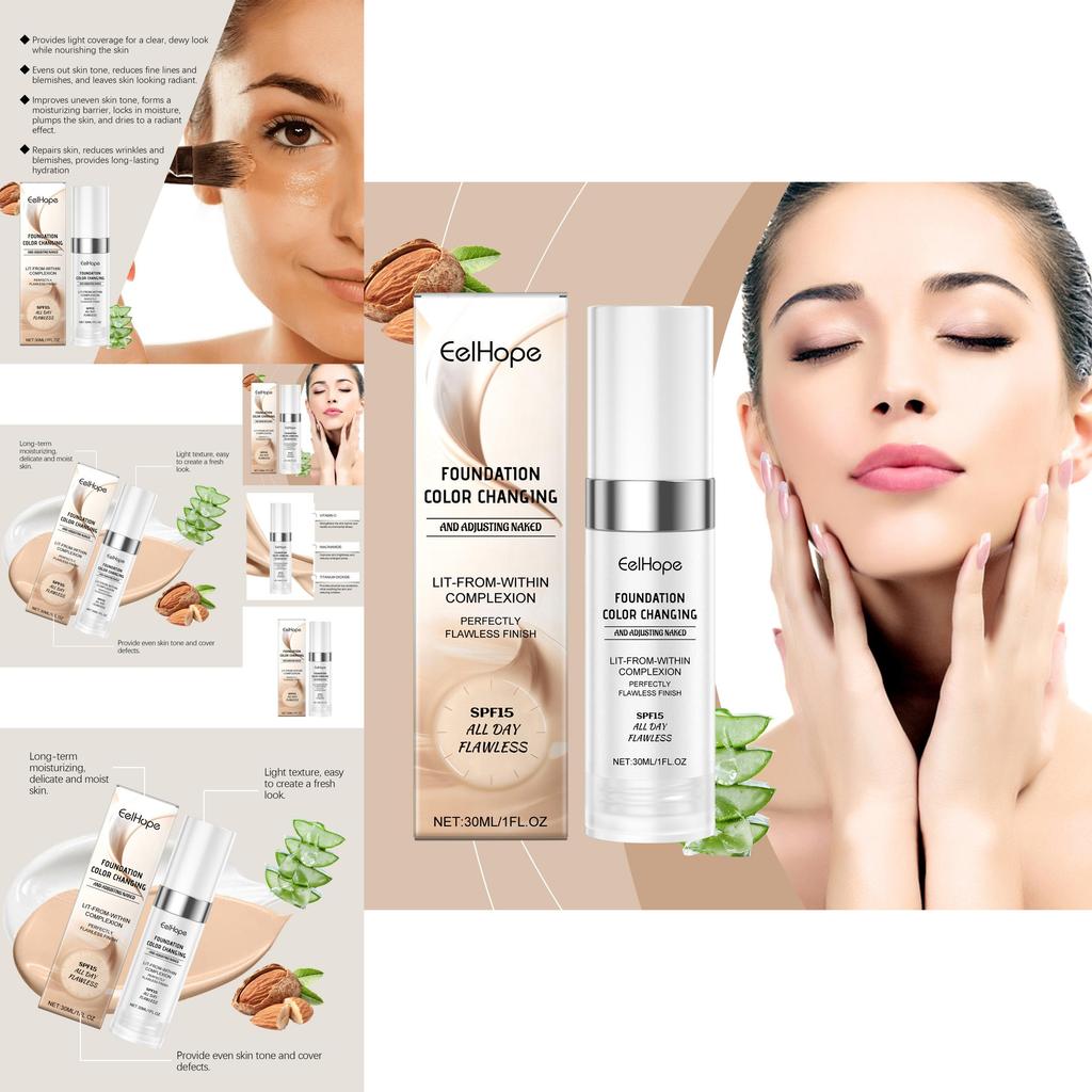 Eelhope Temperaturwechselnde Concealer Foundation Leicht Feuchtigkeitsspendend 30ml Für Alle Hauttypen