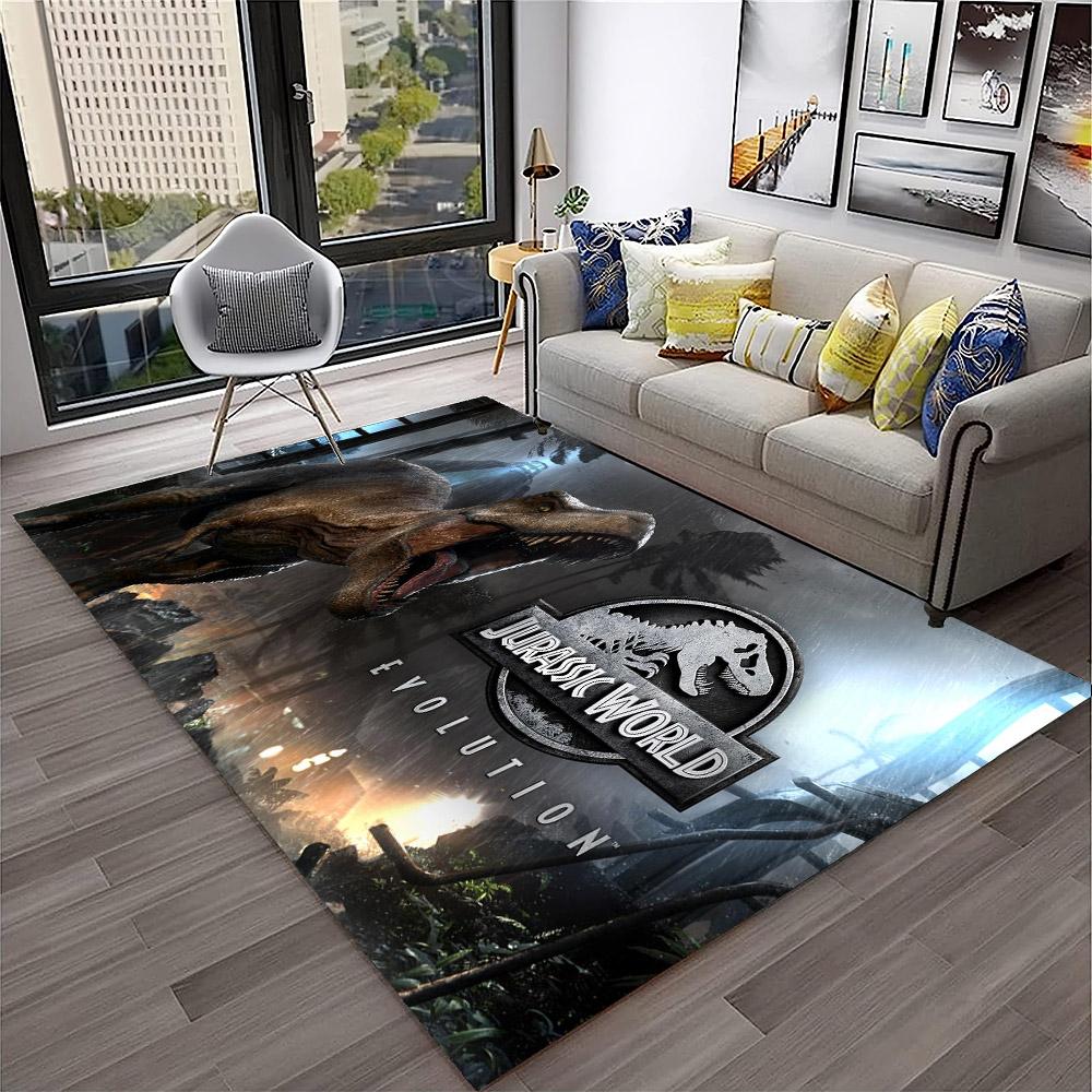 Jurassic Park Dinosaur Cartoon Child Carpet Rug for Home Living Room Bedroom Sofa Doormat Decor,Play Area Rug Non-slip Floor Mat