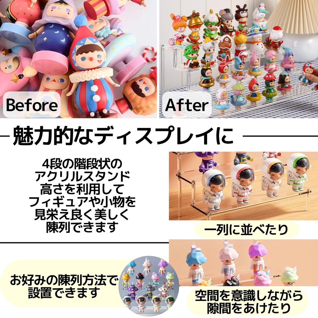 East Leaf Acrylic Display Stand, Display Stand, Shelf, Figure Collection Case, Tiered Display Stand (3 Tiers, 30cm Wide)