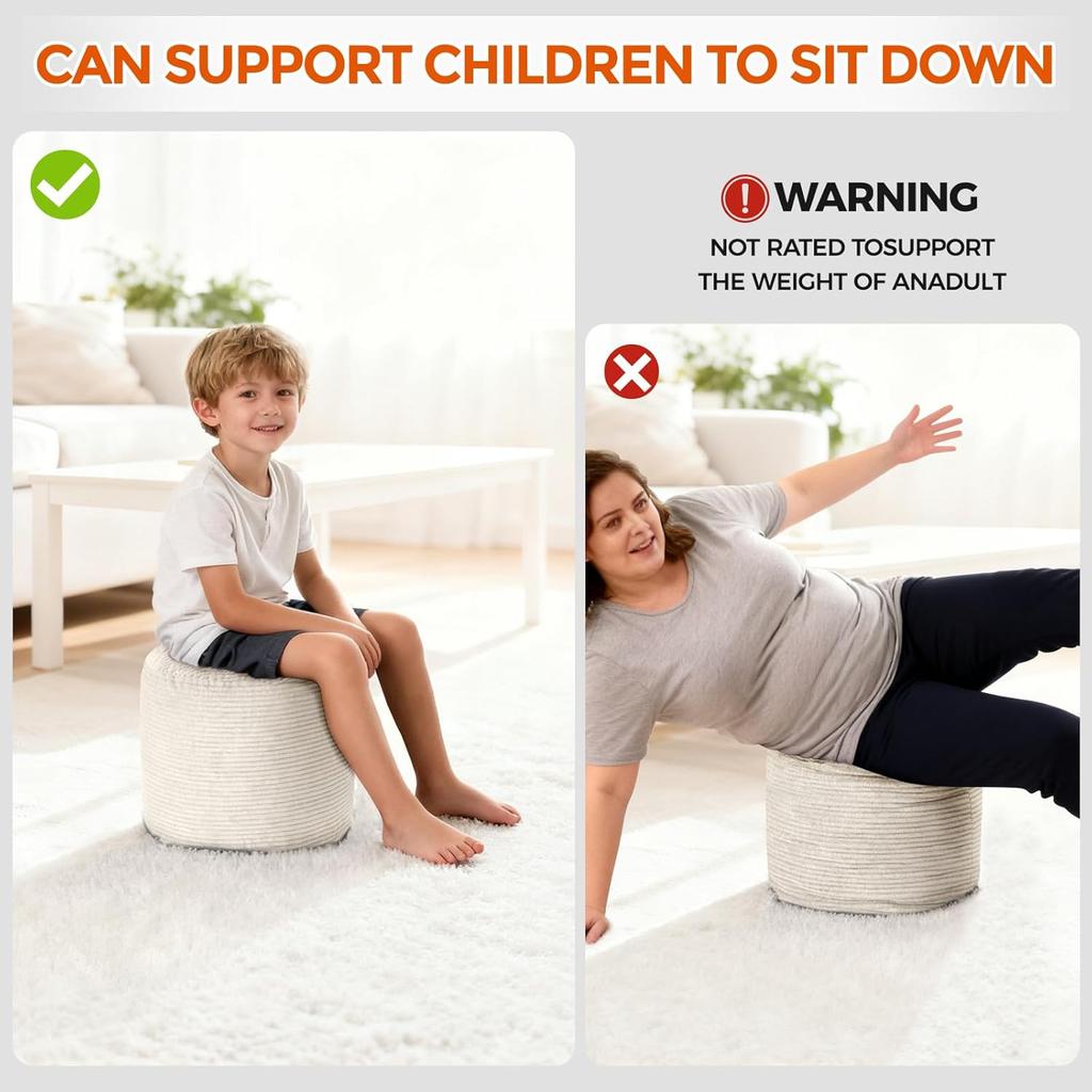 Sitzsäcke Hocker für Erwachsene Sitzsack Fußstütze Schaumstoffgefüllter Hocker von BeanBag Fußhocker von Faul Sofa für Schlafzimmer, Wohnzimmer, Wohnung