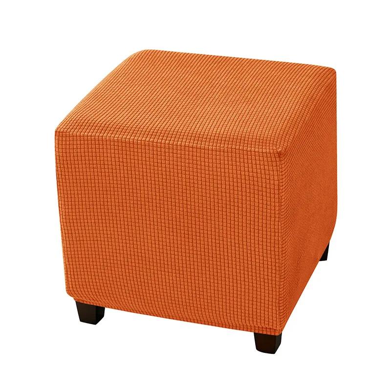Square Elastic Ottoman Cover Polar Fleece Foot Stool Covers Stretch Footrest Slipcovers House Pouf Furniture Protector
