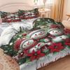 3pcs Christmas Snowman Print Coreless Duvet Set, Multi Size Bedroom Dormitory Holiday Bedding Decoration, Machine Washable
