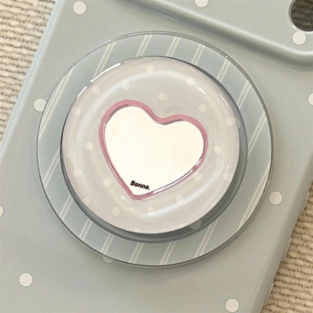 Cream polka dot Apple 17 Promax phone case iPhone 16 heart-shaped mirror magnetic suction support