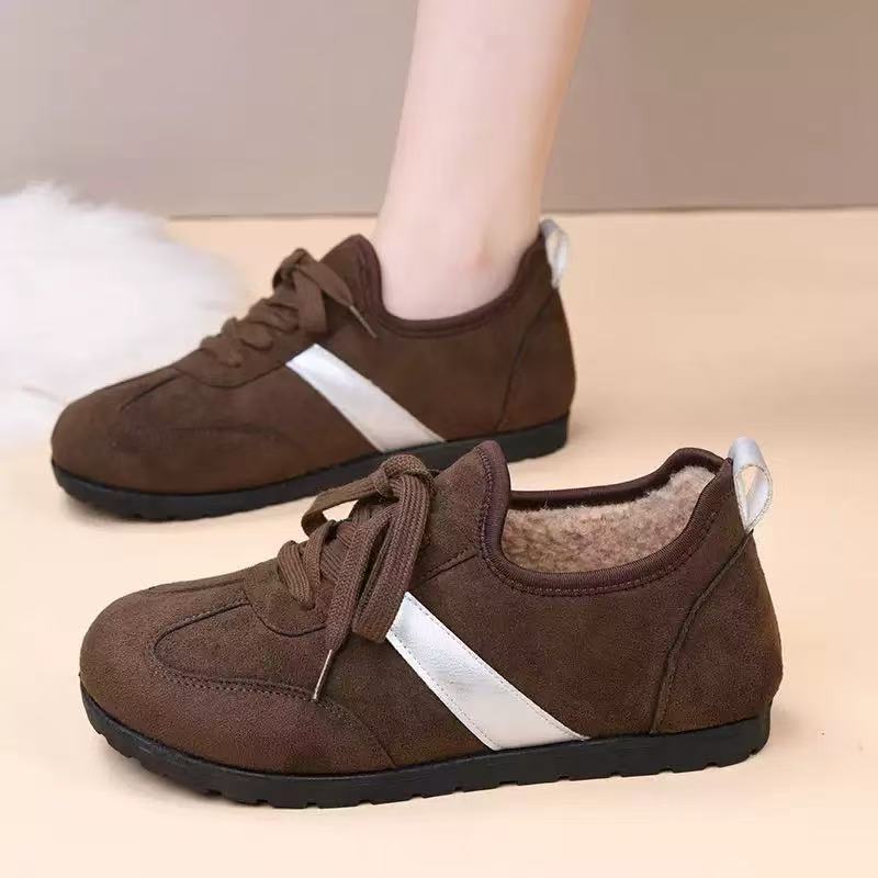Flat Bottom Dexun Women's Shoes Winter New Velvet Warm Cotton Shoes Mother Shoes Sports Retro Casual Shoes Fashion Versatile