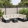 VidaXL Garden Lounge Set 9 Pcs with Cushions Black Wicker 3325642
