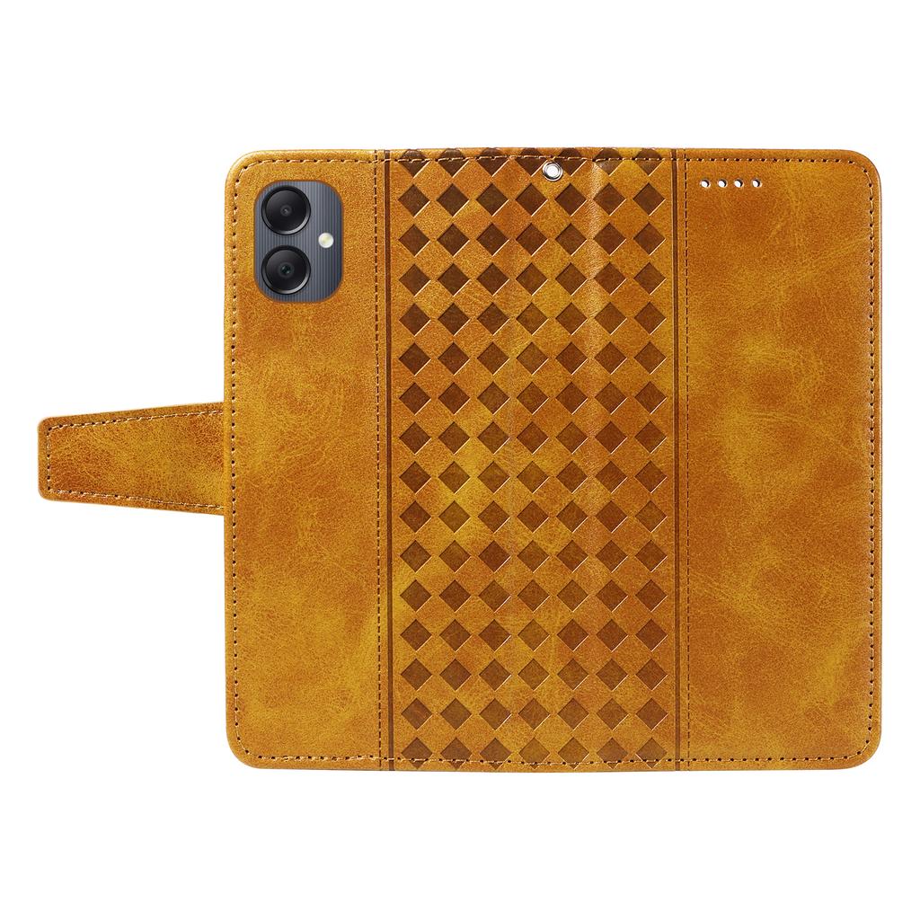 For Samsung Galaxy A06 5G/Galaxy A06 4G Leather Case Wallet Stand Grids Imprinted Phone Cover with Strap