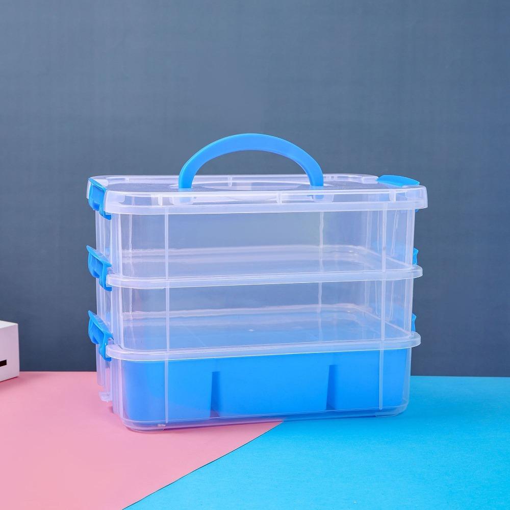 3-Schichtige Multifunktionale Aufbewahrungsbox Mehrschichtiger Transparenter Kunststoff-Organizer-Koffer Trompetenförmige PP-Box Aufbewahrungsbehälter Box