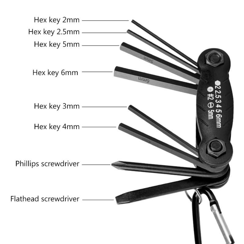 8 In 1 Multi-Function Bike Repair Tool Folding Metric Repair Tool Portable Socket Wrench Portable Bike Essential Tool