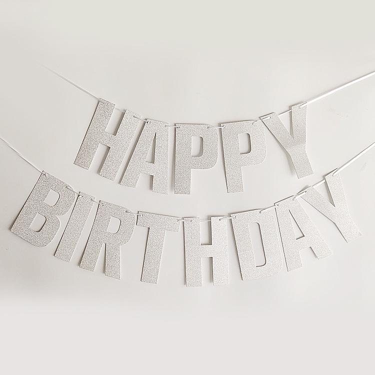 Πανό Happy Birthday με Γκλίτερ σε Χρώματα Μακαρόν – Προσαρμόσιμη Διακόσμηση Πάρτι