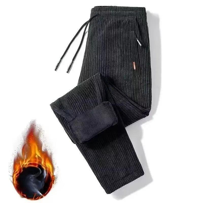 

Мужские спортивные штаны Осень Зима Флис Вельвет Термобрюки Винтажные Брюки Прямого Покроя Карман на Молнии Утепленные Спортивные Штаны 5XL чёрный