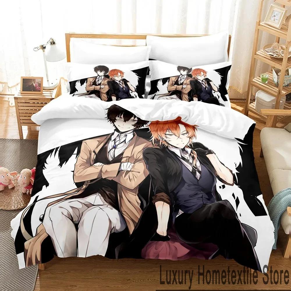 Anime Bungo Stray Dogs Bedding Set Boys Girls Twin Queen King Size Duvet Cover Pillowcase Bed Boys Adult Home Textileextile