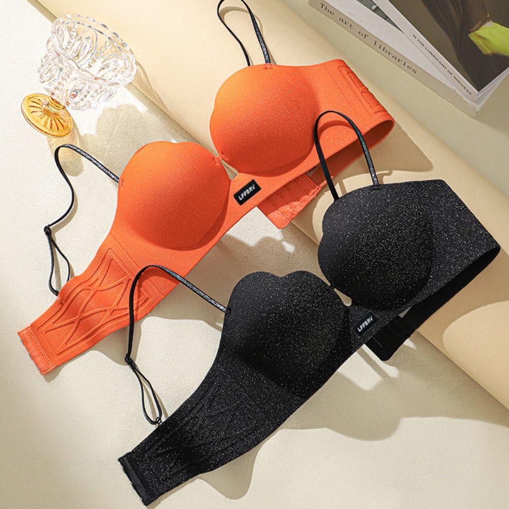 Shiny Petal Cup Bra Lifting Thick Padded Bra Adjustable Straps Push Up Bra Small Bust