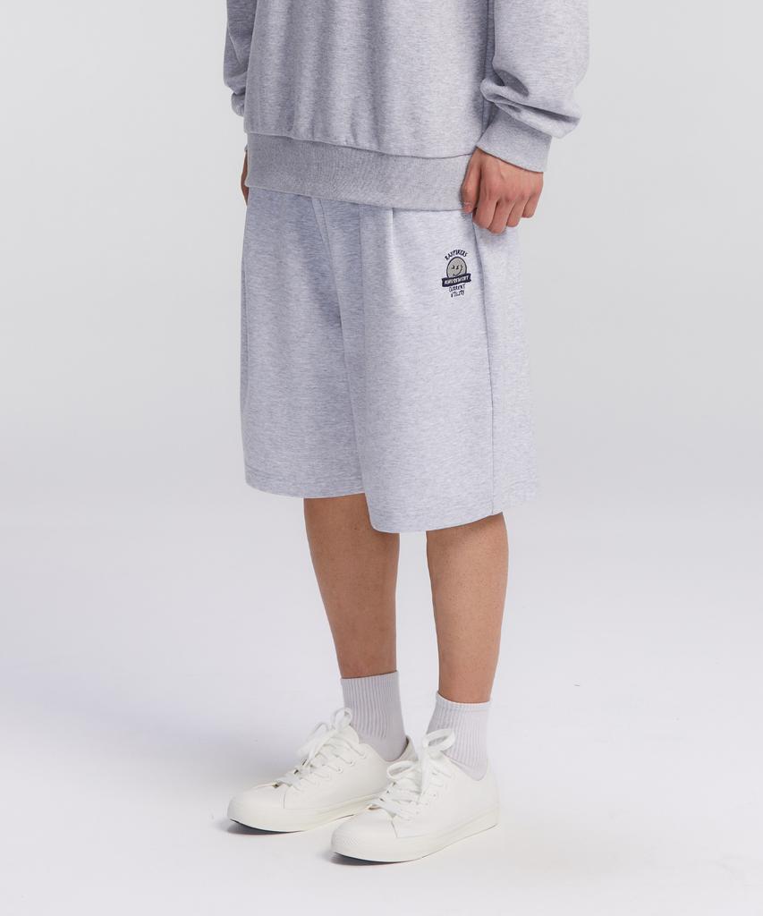RAYFIKERS Wicked Smile One-Pleat Sweat Shorts Melange Grey (Mo7Pu493-097)