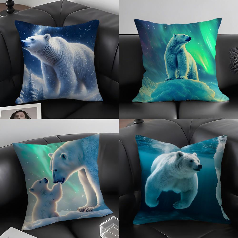 Polar Bear Cute Cushion Cover Pillowcase Ultra Soft Skin Friendly Fabric Cloud Like Comfort & Concealed Zipper