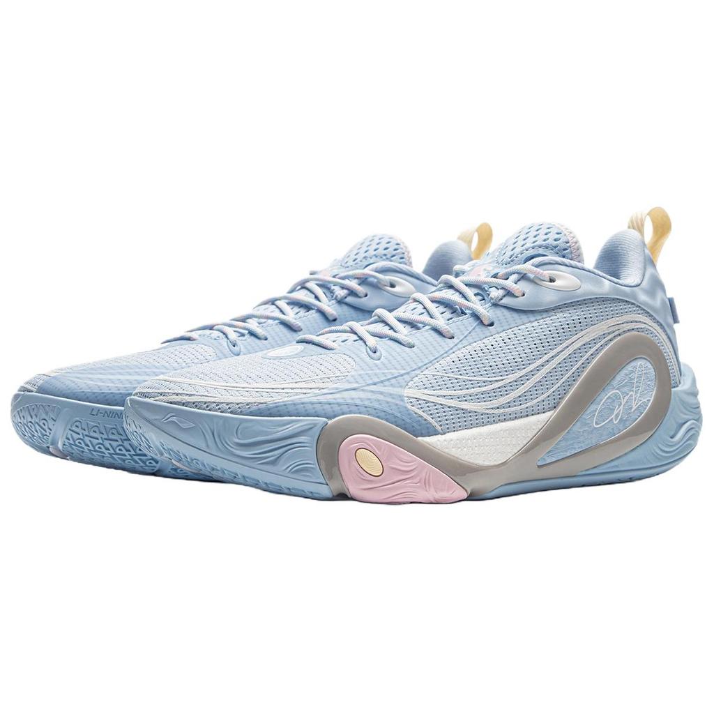 Li Ning Wade DLO 1 Comfortable Lightweight Sports Synthetic Leather Breathable Rebound Low Top Basketball Shoes Men Sneaker Ice-River-Blue ABPV009-9