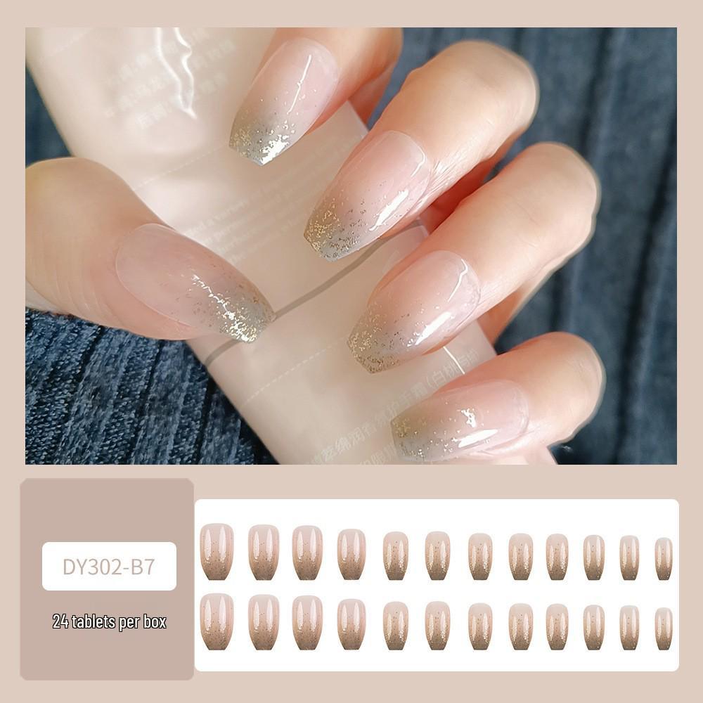 Reusable Blush Nail Art Set: 24 Detachable Wearable Nail Stickers