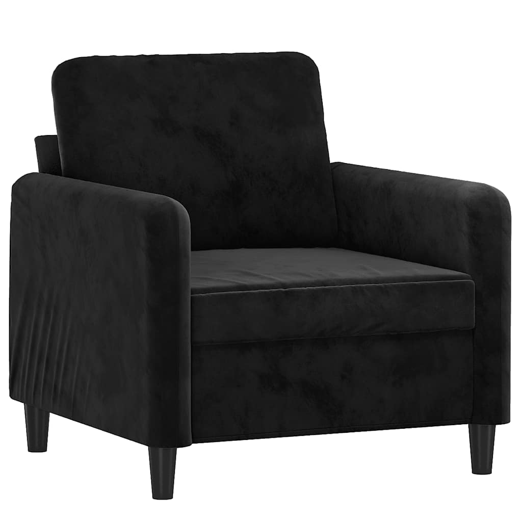 Vidaxl Fotel Z Podnóżkiem, Czarny, 60 Cm, Obity Aksamit
