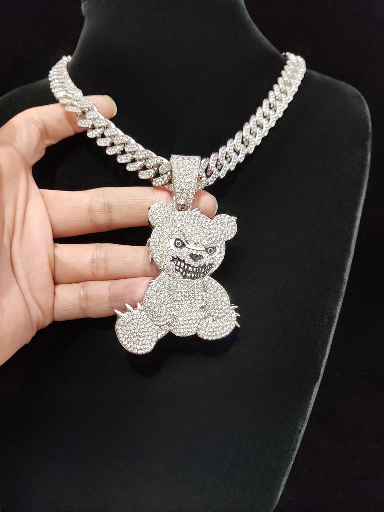 New Arrived Hip Hop Bear Shape Pendant Necklace Men Women Chain Iced Out Bling Bling Necklaces HipHop Jewelry Fashion Gift