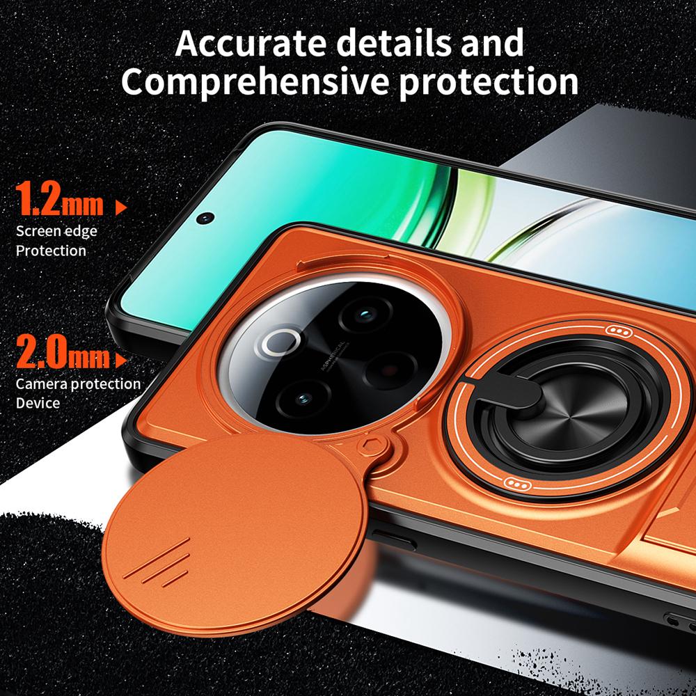 KEYSION Magnetic Phone Case for IQOO Z10 5G Slide Camera Protection Upright Kickstand 360° Ring Shockproof Cover for IQOO Z10
