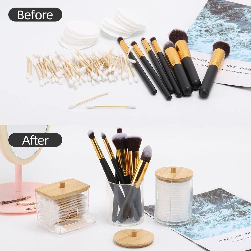 2/3/4Pcs Dust-proof Qtips Storage Holder Set Save Space Apothecary Container Jar  Cotton Pad