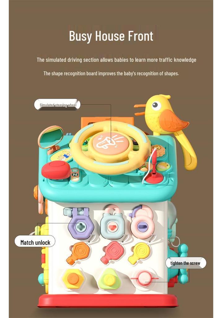 Kids' Six-Sided Activity Center: Early Learning Shape Recognition & Multi-Functional Game Box