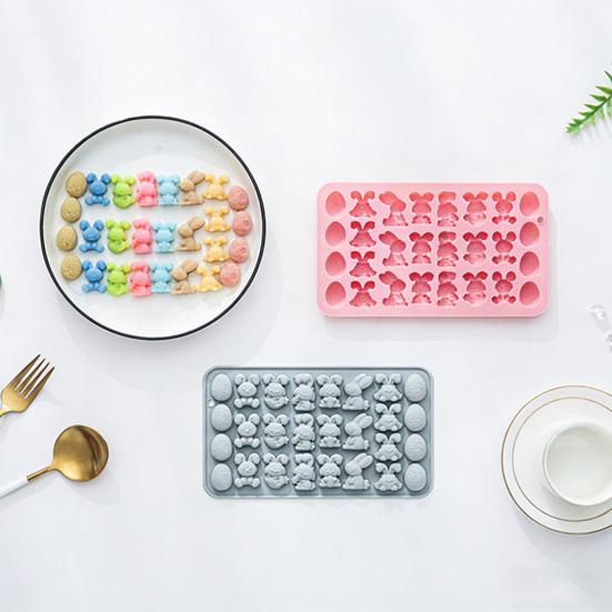 Oster-Schokoladenform 27-Kammer Hasen-Osterei-Design Silikonform Leicht zu reinigen Lebensmittelqualität Süßigkeiten Gelees Mousse Backform