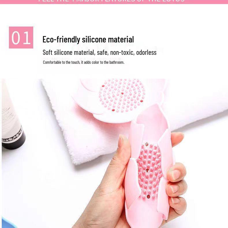 Lotus 3D Silicone Soap Dish Punch-Free Storage Rack for Bathroom