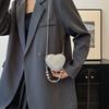 2024 Adorable Heart Shaped Mini Beaded Handbag Chic Pu Shoulder Bag For Casual Outfits