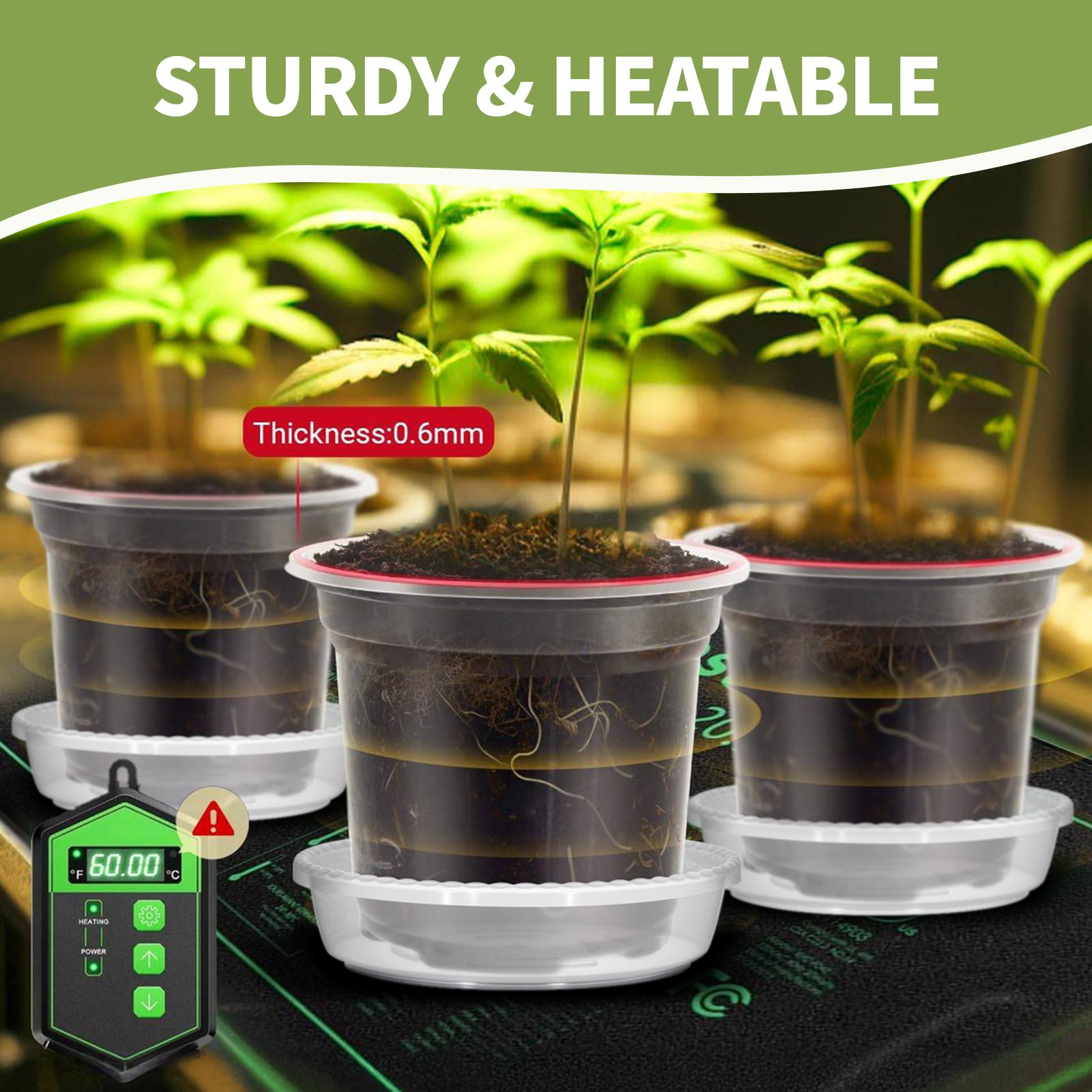 5 Set Clear Nursery Pots Transparent Plastic Planter with Drainage Holes with Base Seed Starting Pot Flower Plant Container