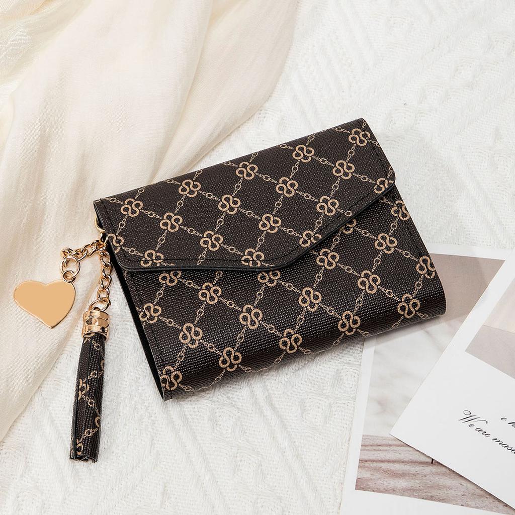 New Women's Chic Retro Card Holder Wallet Fashion Print Multifunctional Short Coin Purse PU Portable Ultra-thin Small Wallet