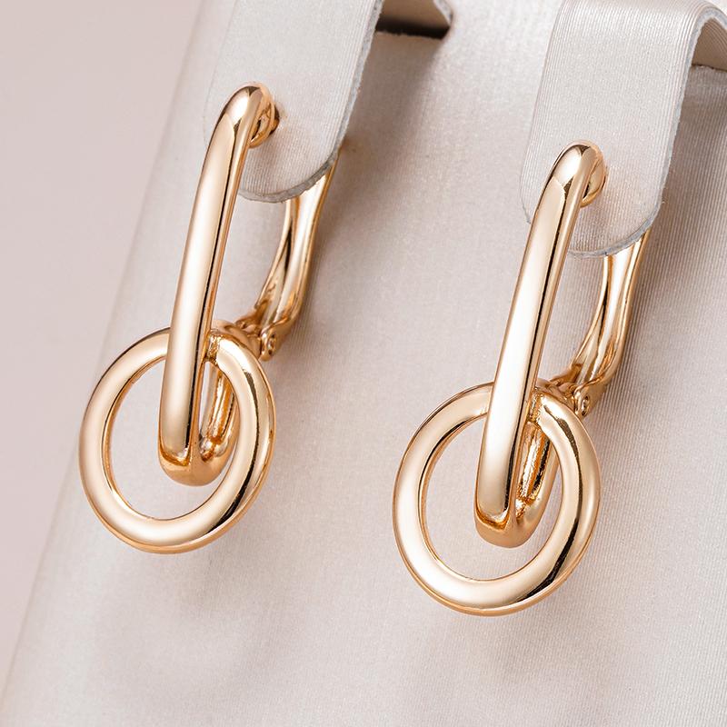 Fashion Glossy  Rose Gold Color Dangle Earrings For Women Simple Geometric Accessories High Quality Daily Jewelry