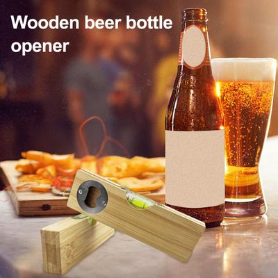 Apribottiglie Livella a Bolla in Legno Inciso Apribottiglie Birra Decorativo da Bar Apribottiglie in Bambù Elegante Accessorio da Bar