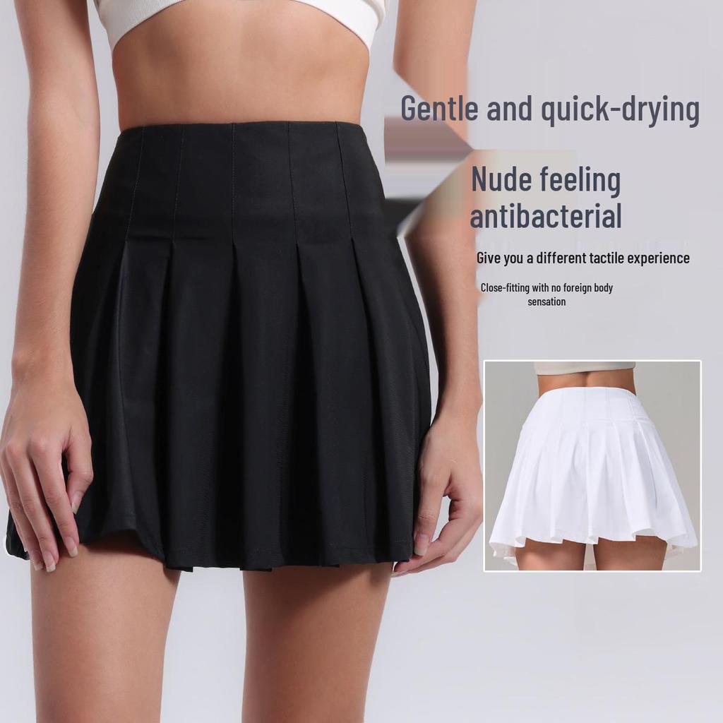Lulu Schnelltrocknender High-Waist Plissee-Tennissrock mit eingebauter Tasche, Anti-Expositions-Design für Fitness und Yoga