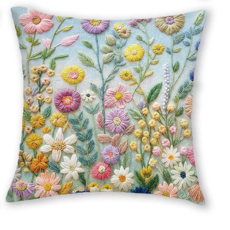 1/4pcs Spring Wildflower Throw Pillow Covers 2D Flat Printed Floral Cushion Cases For Sofa Bedroom Living Room Decor
