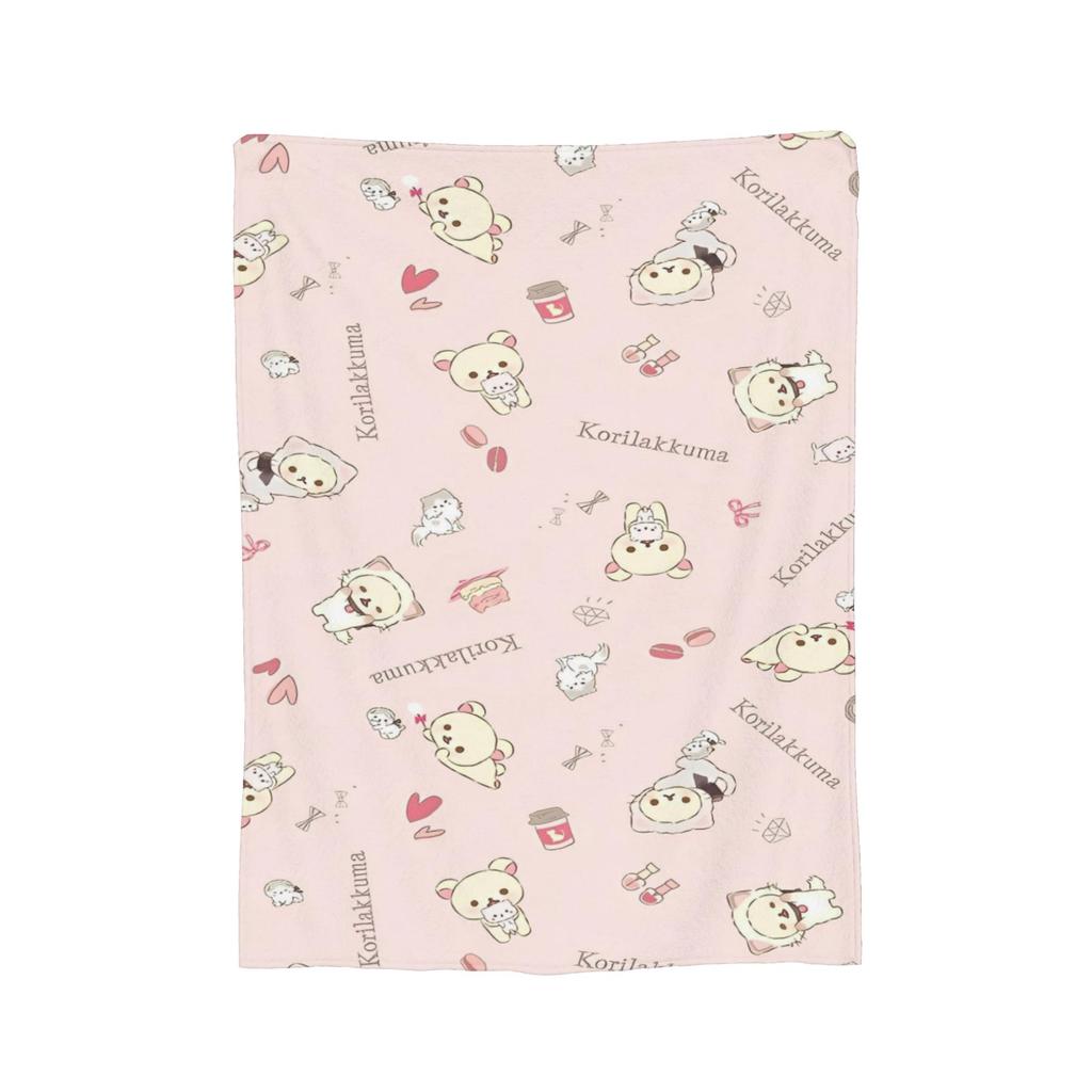 Rilakkuma Candy Strawberry Korilakkuma Blankets Flannel Throw Blanket Summer Air Conditioning Personalised Soft Warm Bedsprea,