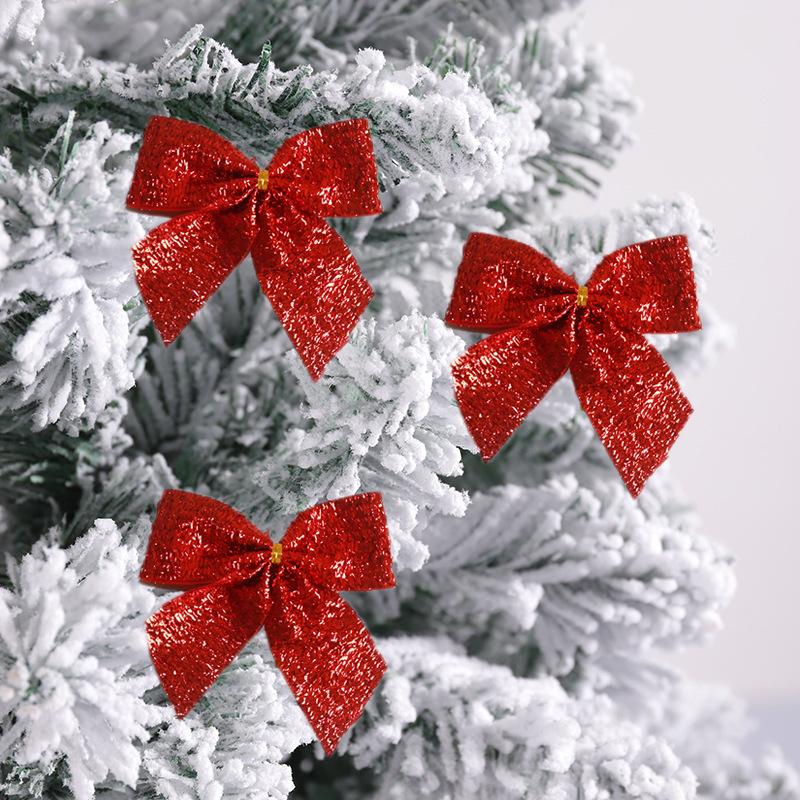 6 ks Třpytivé mašle Vánoční závěsná ozdoba Party laskominy Seuqin mašle Závěs na vánoční stromek Červená mašlička Přívěsek Party potřeby