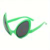 Alien-Themed Rainbow Fashion Glasses with Green Glitter Antennas - Fun Party Accessory for New Year's, Halloween, and Themed Events