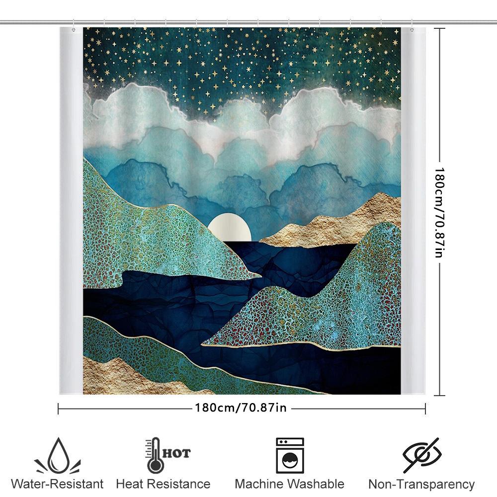 Coastal Ocean Wave Shower Curtain Beach Landscape Seascapes Home Decor Bathroom Artistic Prints Waterproof Fabric