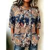 Women's Spring Summer Drawstring Blouse, Boho Paisley & Floral Patchwork Print Casual Tops for Daily Street Holiday Outfit