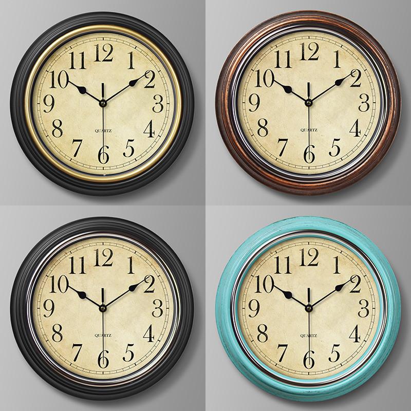 Wall Clock Retro Round Shape Home Living Room Study Room Decoration Supplies