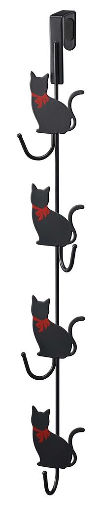 Yamazaki Door Cat W7 X X 7035 Hanger, Pattern, 4-Piece Set, Black, Approx. D8.5 H53cm,