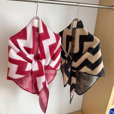 Fashion Wavy Knitted Cashmere Triangle Scarf For Women Warm Winter Shawl Cape And Wrap Female Pashmina Bandana Scarves