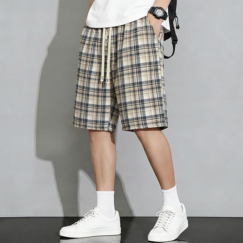 Men's Plus Size Plaid Casual Shorts – Elastic Waist Drawstring Loose Fit Summer Shorts (5XL-11XL)