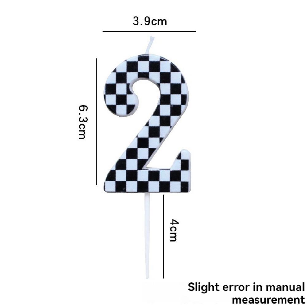 1/6/12/13 Pcs Racing Cars Themed Birthday Candles Black and White Race Number Checkered Candle Cake Topper for Racing Car Party