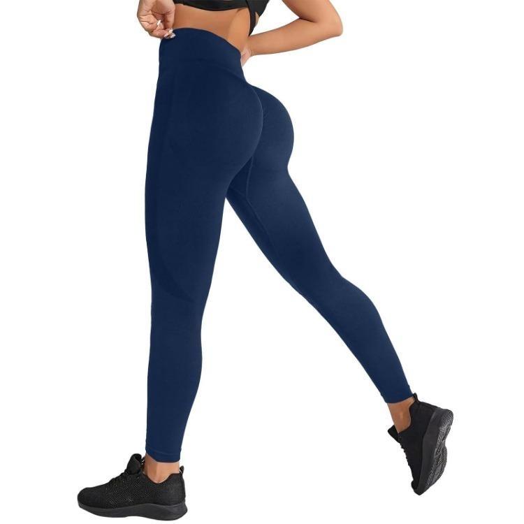 Pantalones de Yoga de Cintura Alta para Mujer Sin Costuras Levanta Glúteos Ajustados Fitness Mallas Casuales